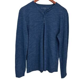 John Varvatos Blue Henley Long Sleeve Shirt Sz M